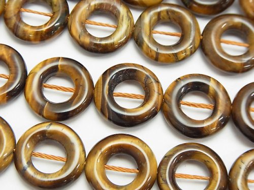 Coin, Tiger's Eye Gemstone Beads