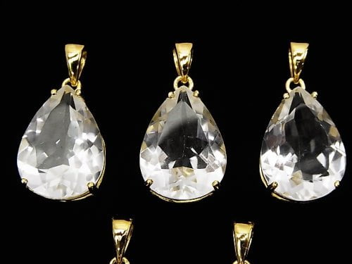 [Video] High Quality Crystal AAA Pear shape Faceted 18 x 13 mm Pendant 18 KGP 1 pc