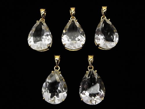 [Video] High Quality Crystal AAA Pear shape Faceted 18 x 13 mm Pendant 18 KGP 1 pc