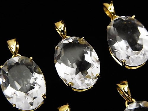 [Video] 1 pc $15.99! High Quality Crystal AAA Oval Faceted 16 x 12 mm Pendant 18 KGP 1 pc