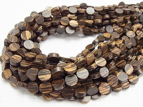 1strand $5.79! Palm Wood Coin 10 x 10 x 4 mm [Dark Color] 1strand beads (aprx.15 inch / 38 cm)