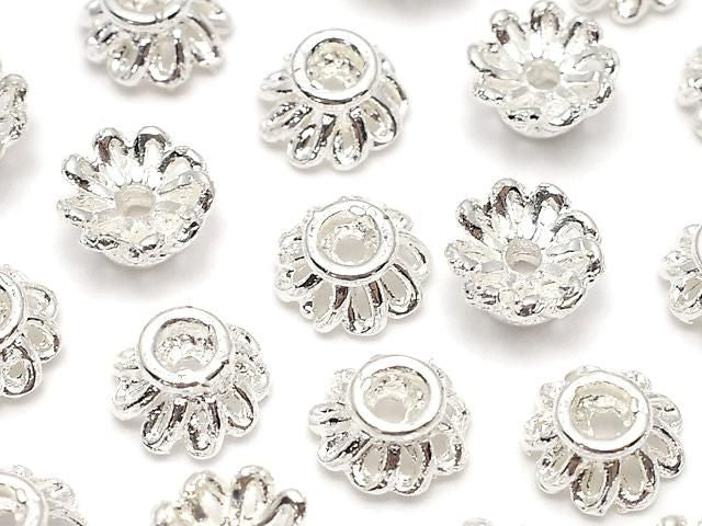 金屬花托 6x6x3毫米 淺銀 10個