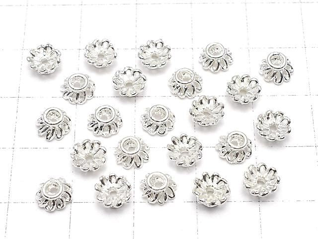 金屬花托 6x6x3毫米 淺銀 10個