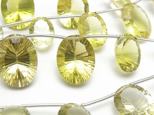 Concave Cut, Lemon Quartz, Oval Gemstone Beads