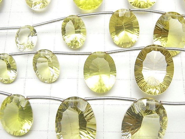 [Video]High Quality Lemon Quartz AAA Oval Concave Cut Size Gradation half or 1strand (8pcs)