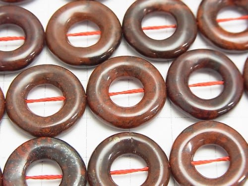Poppy Jasper Coin (Donut) 18 x 18 x 4 mm half or 1 strand beads (aprx.15 inch / 37 cm)