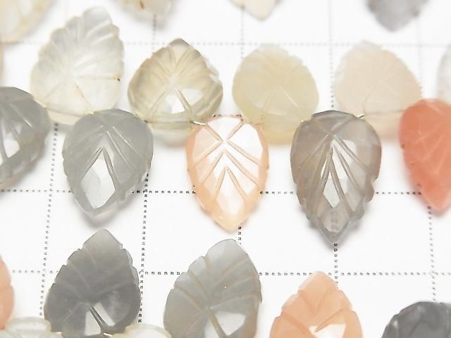 [Video] High Quality Multicolor Moonstone AAA- Pear Shape (Leaf Carving) Faceted Briolette Half or 1-Strand Beads (approx. 7 inches/18 cm)
