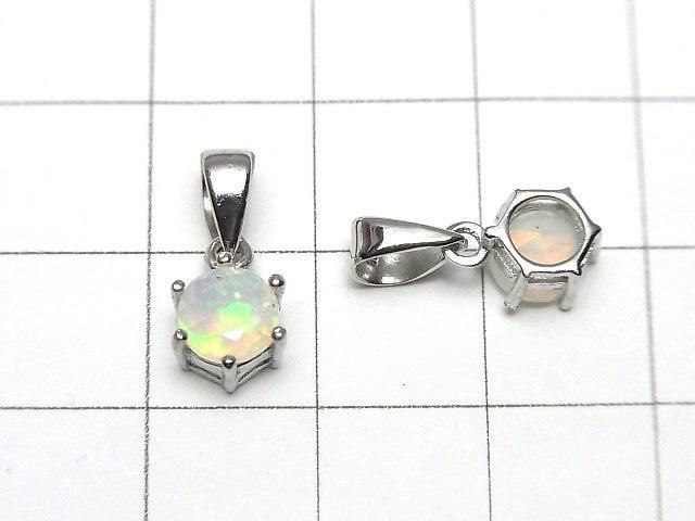 [Video]High Quality Ethiopian Opal AAA Round Faceted 7x6mm Pendant Silver925