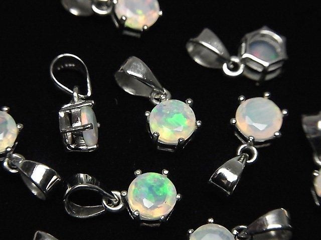 [Video]High Quality Ethiopian Opal AAA Round Faceted 7x6mm Pendant Silver925