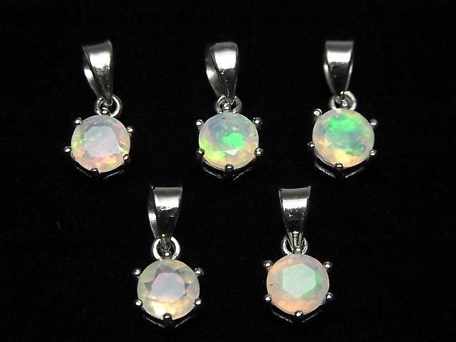 [Video]High Quality Ethiopian Opal AAA Round Faceted 7x6mm Pendant Silver925