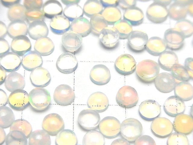 [Video] High Quality Ethiopian Opal AAA Round Cabochon 4x4mm 10pcs