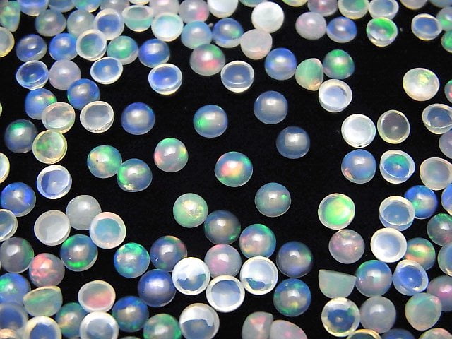 [Video] High Quality Ethiopian Opal AAA Round Cabochon 4x4mm 10pcs