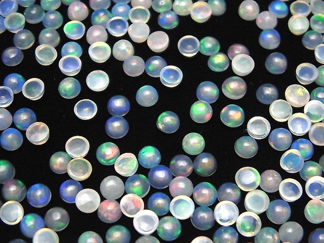 [Video] High Quality Ethiopian Opal AAA Round Cabochon 4x4mm 10pcs