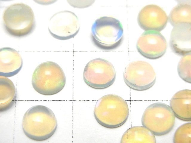 [Video]High Quality Ethiopian Opal AAA Round Cabochon 6x6mm 5pcs