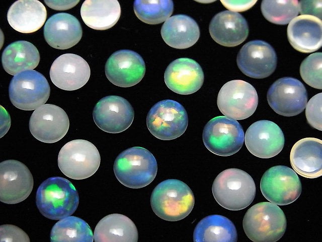 [Video]High Quality Ethiopian Opal AAA Round Cabochon 6x6mm 5pcs