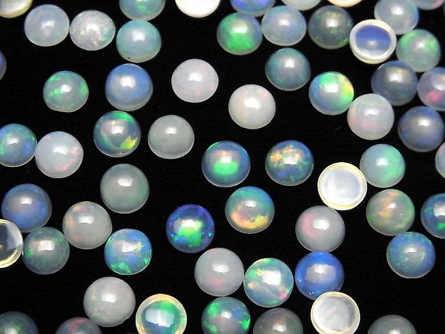 [Video]High Quality Ethiopian Opal AAA Round Cabochon 6x6mm 5pcs