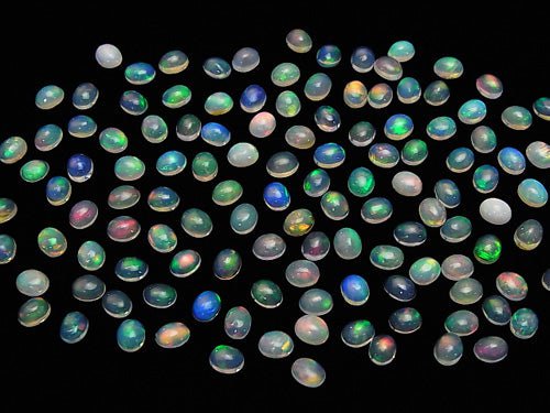 [Video] High Quality Ethiopian Opal AAA Oval Cabochon 5x4mm 10pcs