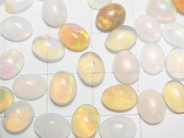 [Video] High Quality Ethiopian Opal AAA Oval Cabochon 8x6mm 4pcs
