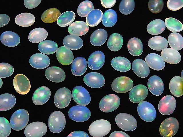 [Video] High Quality Ethiopian Opal AAA Oval Cabochon 8x6mm 4pcs