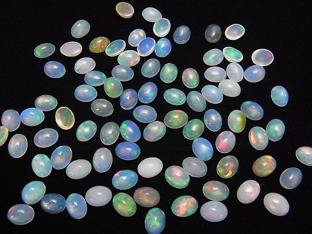 [Video] High Quality Ethiopian Opal AAA Oval Cabochon 8x6mm 4pcs