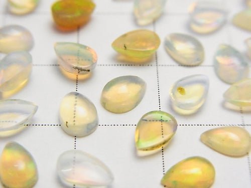 [Video] High Quality Ethiopian Opal AAA Pear shape Cabochon 6x4mm 10pcs