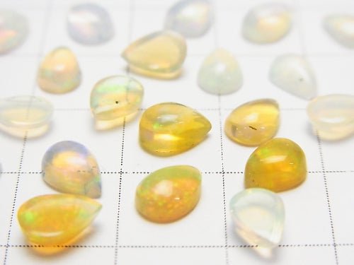 [Video] High Quality Ethiopian Opal AAA Pear shape Cabochon 7x5mm 8pcs