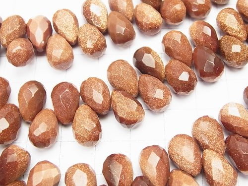 Golden Sand Stone Faceted Drop 12x8x8mm half or 1strand beads (aprx.9inch/22cm)