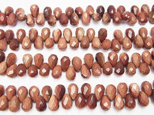 Golden Sand Stone Faceted Drop 12x8x8mm half or 1strand beads (aprx.9inch/22cm)