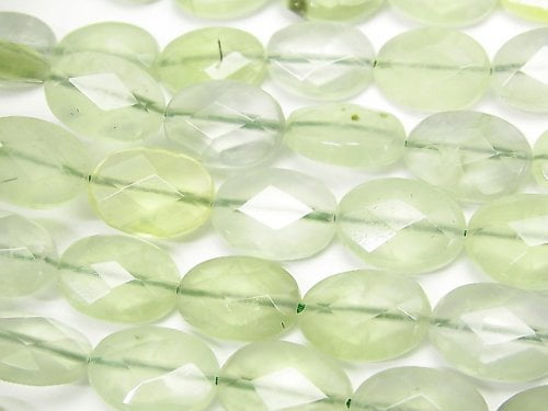 Prehnite AA++ Faceted Oval 14x10x5mm half or 1strand (aprx.15inch/36cm)