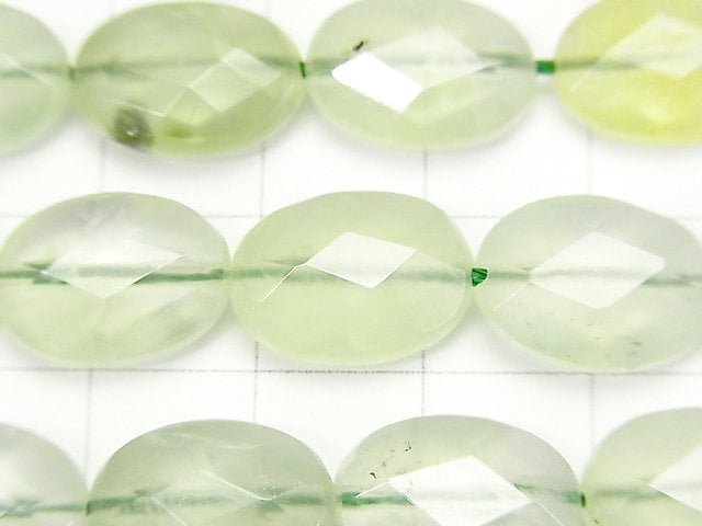 Prehnite AA++ Faceted Oval 14x10x5mm half or 1strand (aprx.15inch/36cm)