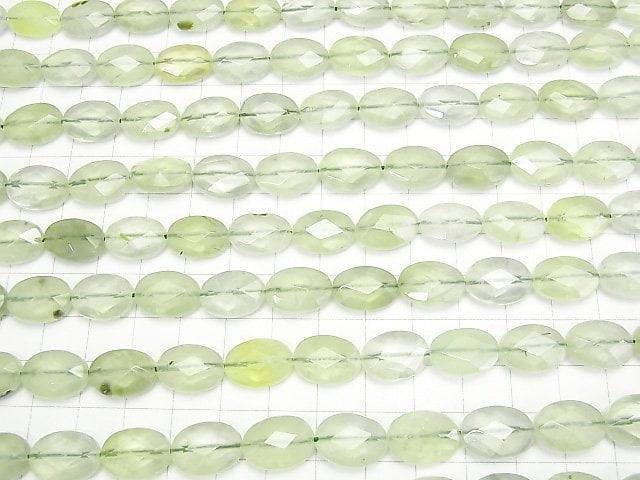 Prehnite AA++ Faceted Oval 14x10x5mm half or 1strand (aprx.15inch/36cm)