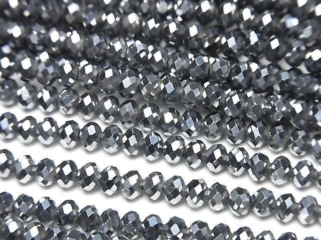 [Video] High Quality! Terahertz Faceted Button Rondelle 4x4x3mm 1strand beads (aprx.15inch/36cm)