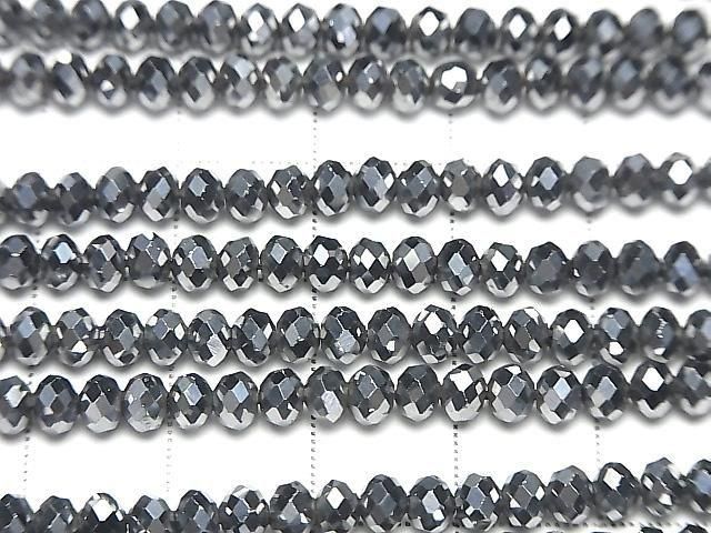 [Video] High Quality! Terahertz Faceted Button Rondelle 4x4x3mm 1strand beads (aprx.15inch/36cm)