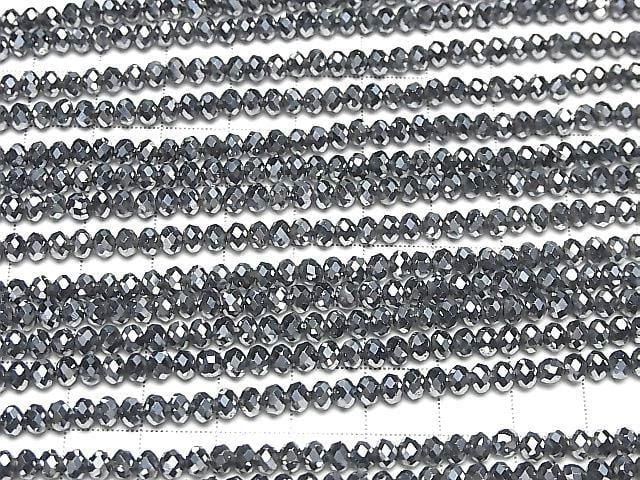 [Video] High Quality! Terahertz Faceted Button Rondelle 4x4x3mm 1strand beads (aprx.15inch/36cm)
