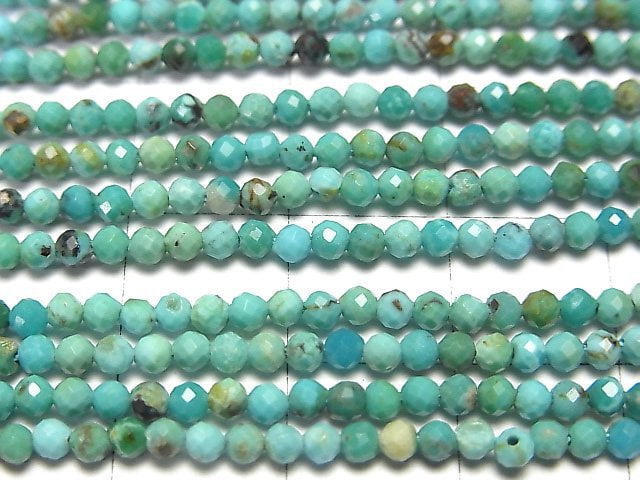 [Video] High Quality!  Turquoise AA+ Faceted Round 2mm  1strand beads (aprx.15inch/37cm)