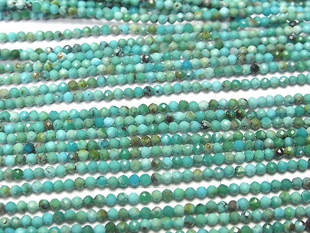 [Video] High Quality!  Turquoise AA+ Faceted Round 2mm  1strand beads (aprx.15inch/37cm)