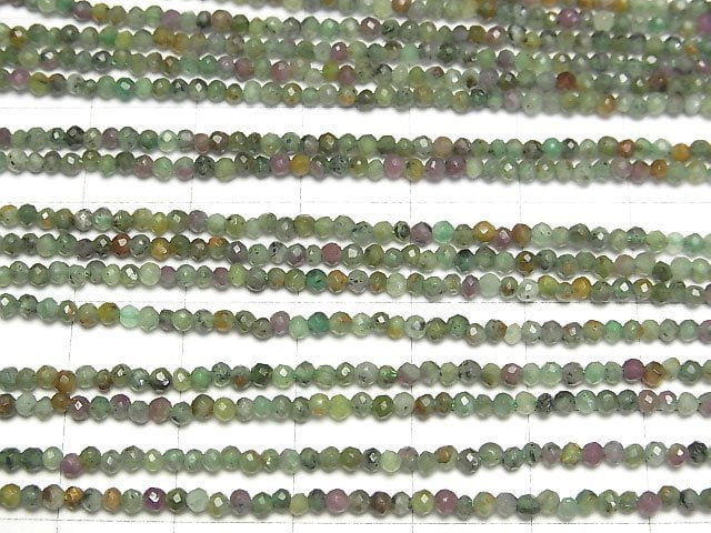 [Video]High Quality! Ruby Inzoisite Faceted Round 2mm 1strand beads (aprx.15inch/38cm)