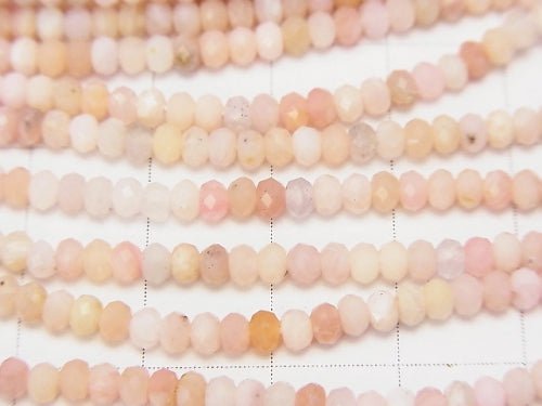 High Quality! 1strand $13.99! Pink Opal AA ++ Faceted Button Roundel 3 x 3 x 2 mm 1strand beads (aprx.15 inch / 38 cm)