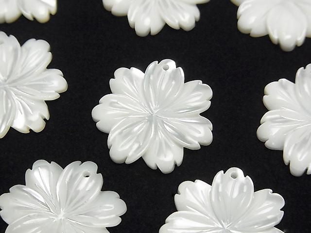 Mother of Pearl MOP AAA White Flower 20mm 2pcs