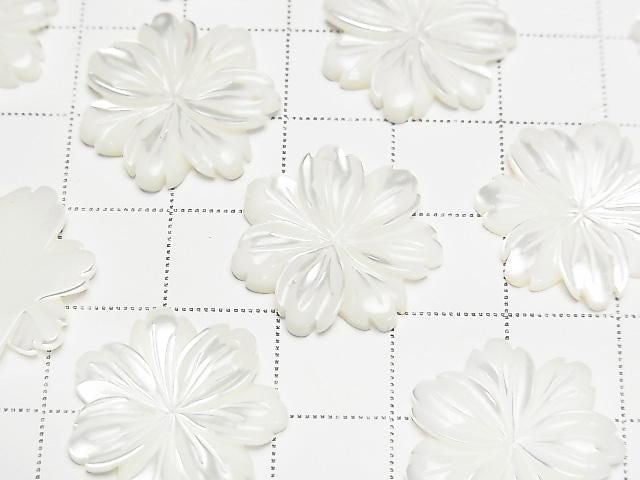 Mother of Pearl MOP AAA White Flower 20mm 2pcs