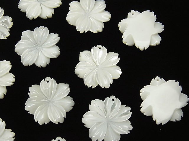 Mother of Pearl MOP AAA White Flower 20mm 2pcs