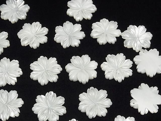 Mother of Pearl MOP AAA White Flower 20mm 2pcs