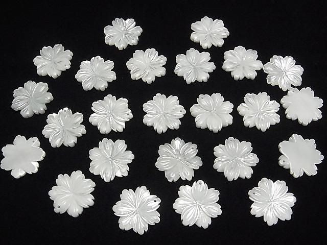 Mother of Pearl MOP AAA White Flower 20mm 2pcs