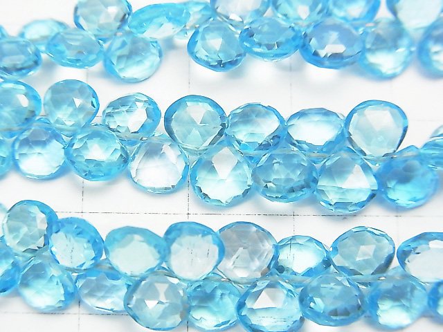 [Video] High Quality Swiss Blue Topaz AAA Chestnut Faceted Briolette 1/4 or 1strand beads (aprx.7inch / 18cm)