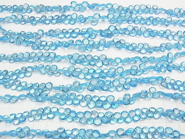 [Video] High Quality Swiss Blue Topaz AAA Chestnut Faceted Briolette 1/4 or 1strand beads (aprx.7inch / 18cm)