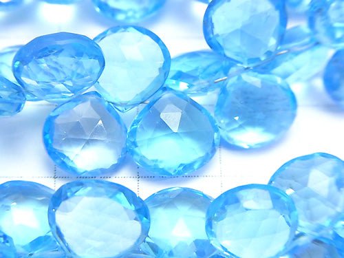 High Quality Swiss Blue Topaz AAA Chestnut Faceted Briolette half or 1strand beads (aprx.7inch / 18 cm)