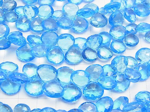 High Quality Swiss Blue Topaz AAA Chestnut Faceted Briolette half or 1strand beads (aprx.7inch / 18 cm)