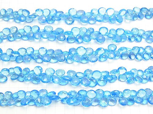 High Quality Swiss Blue Topaz AAA Chestnut Faceted Briolette half or 1strand beads (aprx.7inch / 18 cm)