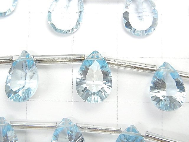 [Video]High Quality Sky Blue Topaz AAA Pear shape Concave Cut 12x8mm half or 1strand (8pcs)