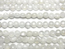 [Video]High Quality! White Moonstone AAA- Faceted Coin 4x4x3mm 1strand beads (aprx.14inch/35cm)